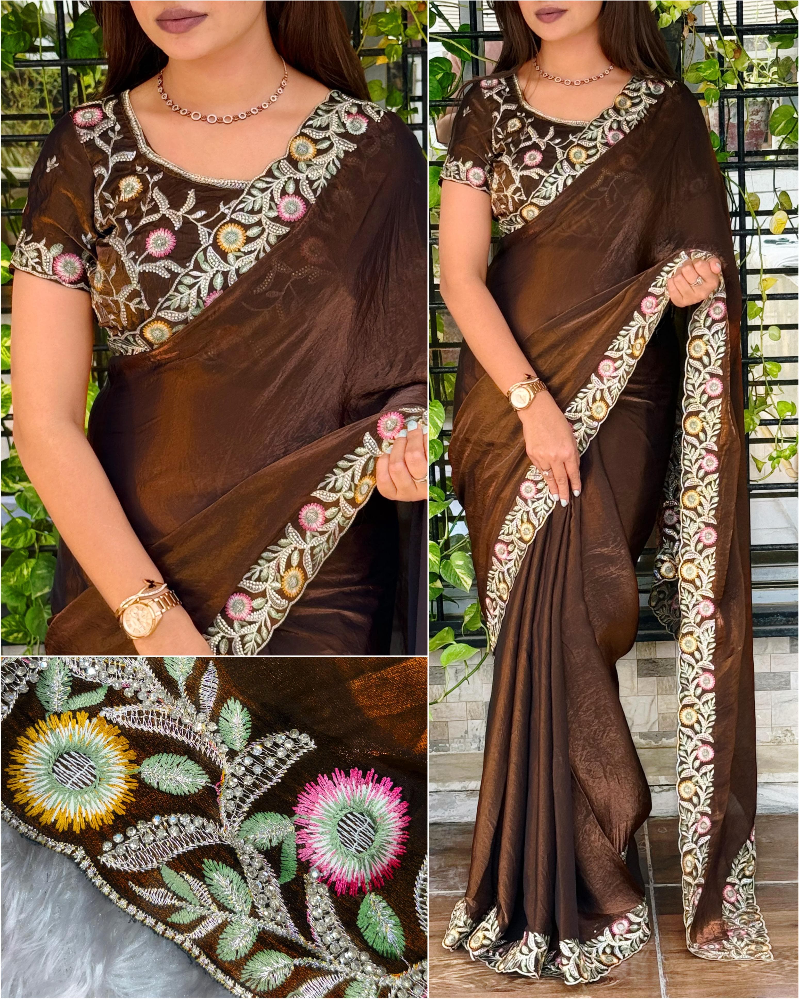 Treding fandy satin saree