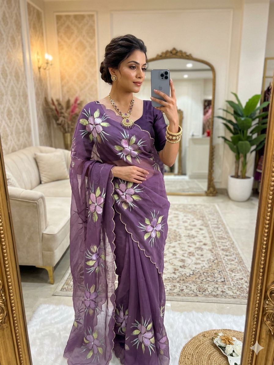 Pure bari chiffon silk saree