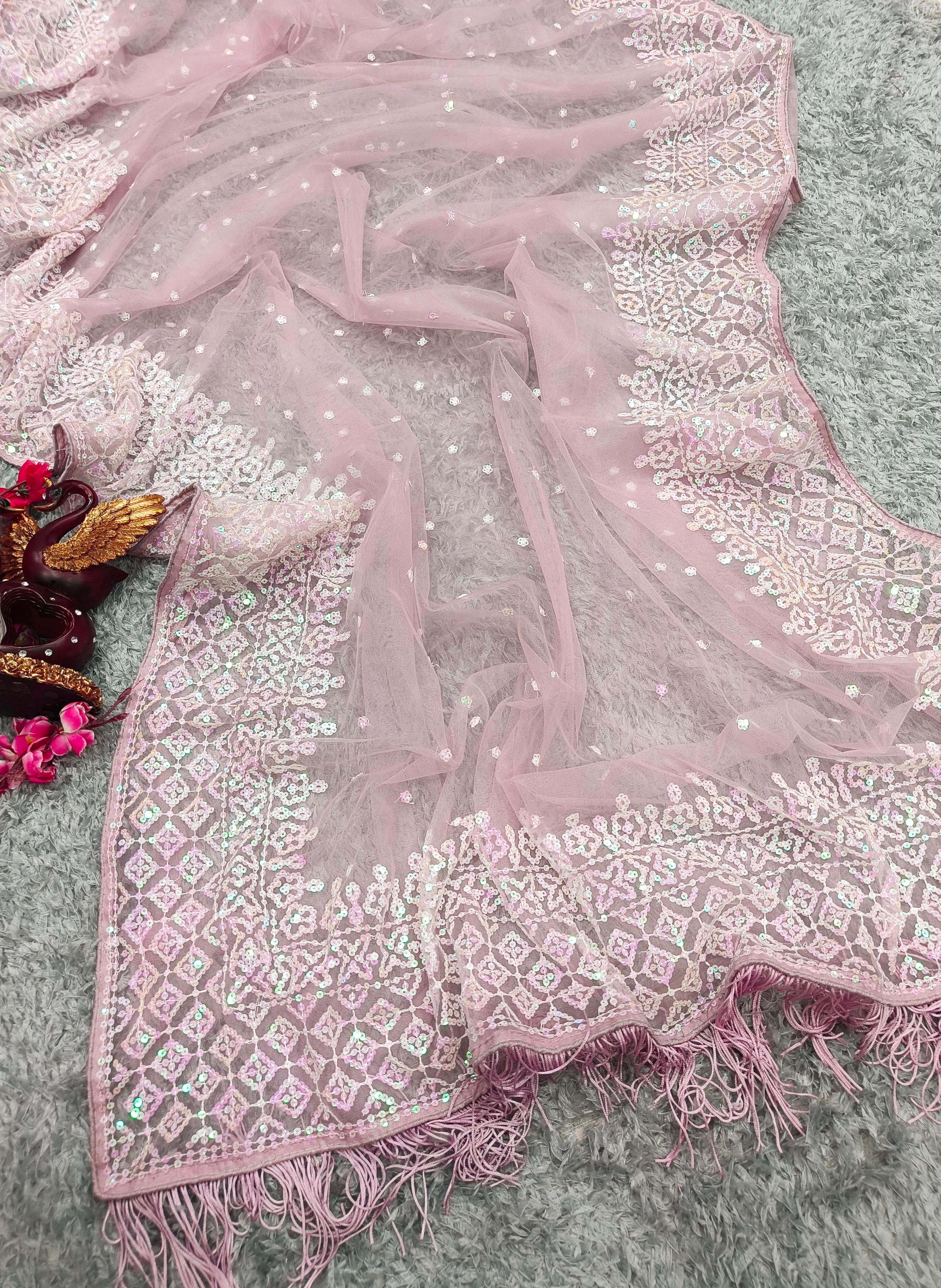 Soft Net Wedding Pink Saree