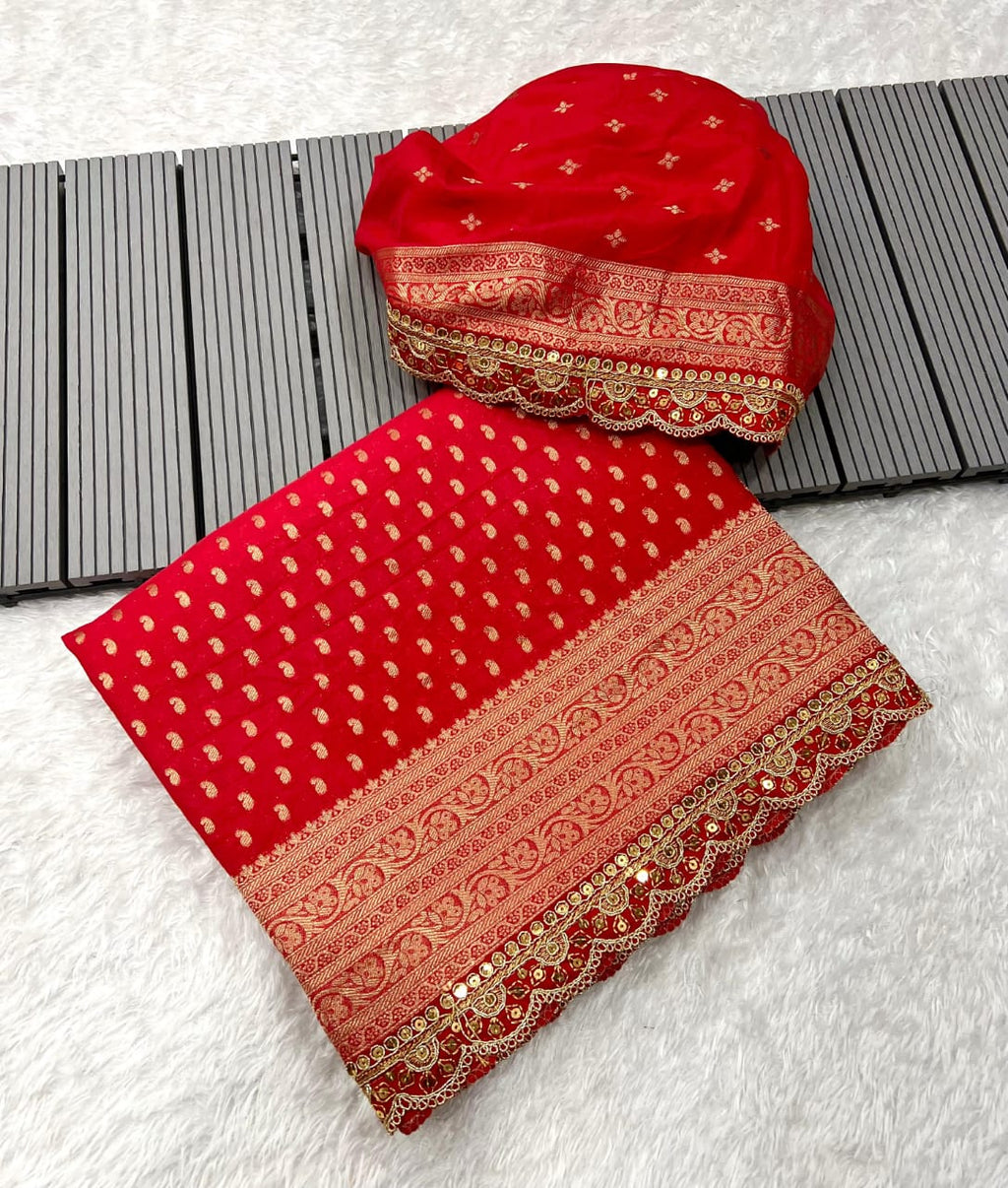 Pure Khaddi Georgette Designer Wedding Saree