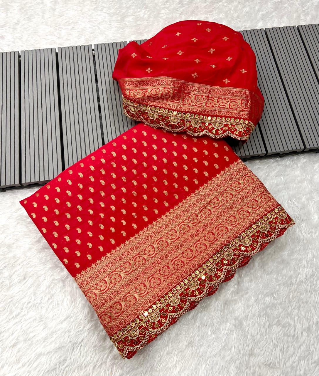 Pure Khaddi Georgette Designer Wedding Saree