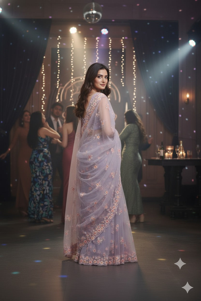 SOFT NET WORK SEQUENCE SAREE