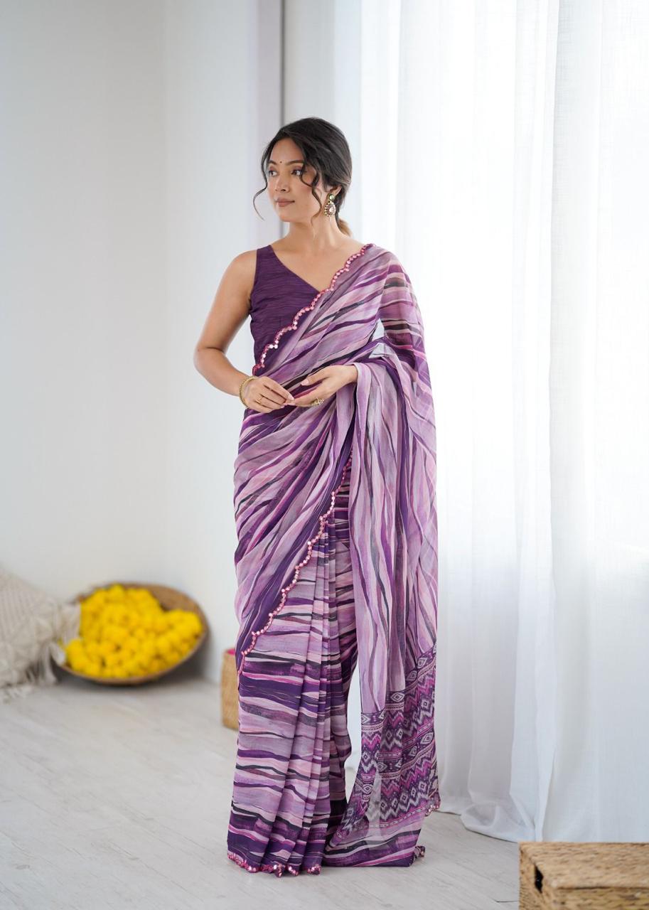 GORGETTE SILK DIGITAL PRINT SAREE