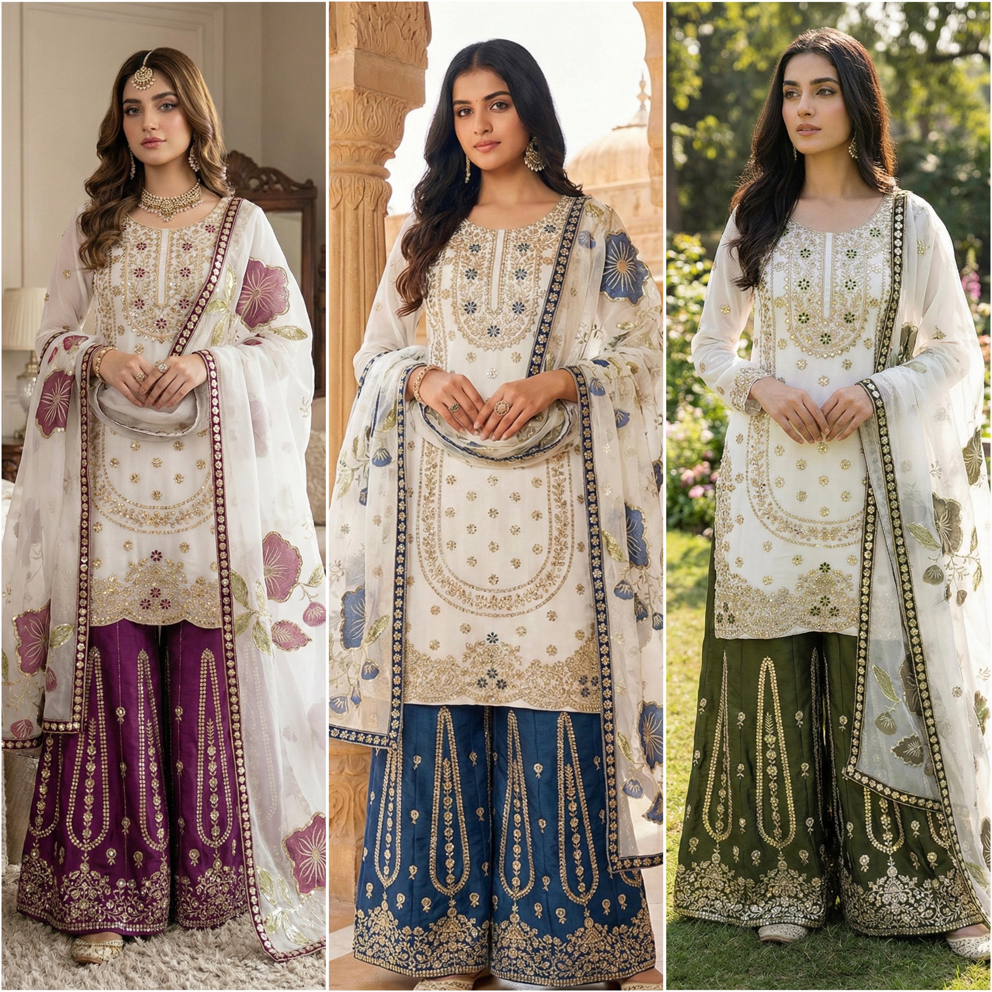 Sequence Top-Bottom And Dupatta Set
