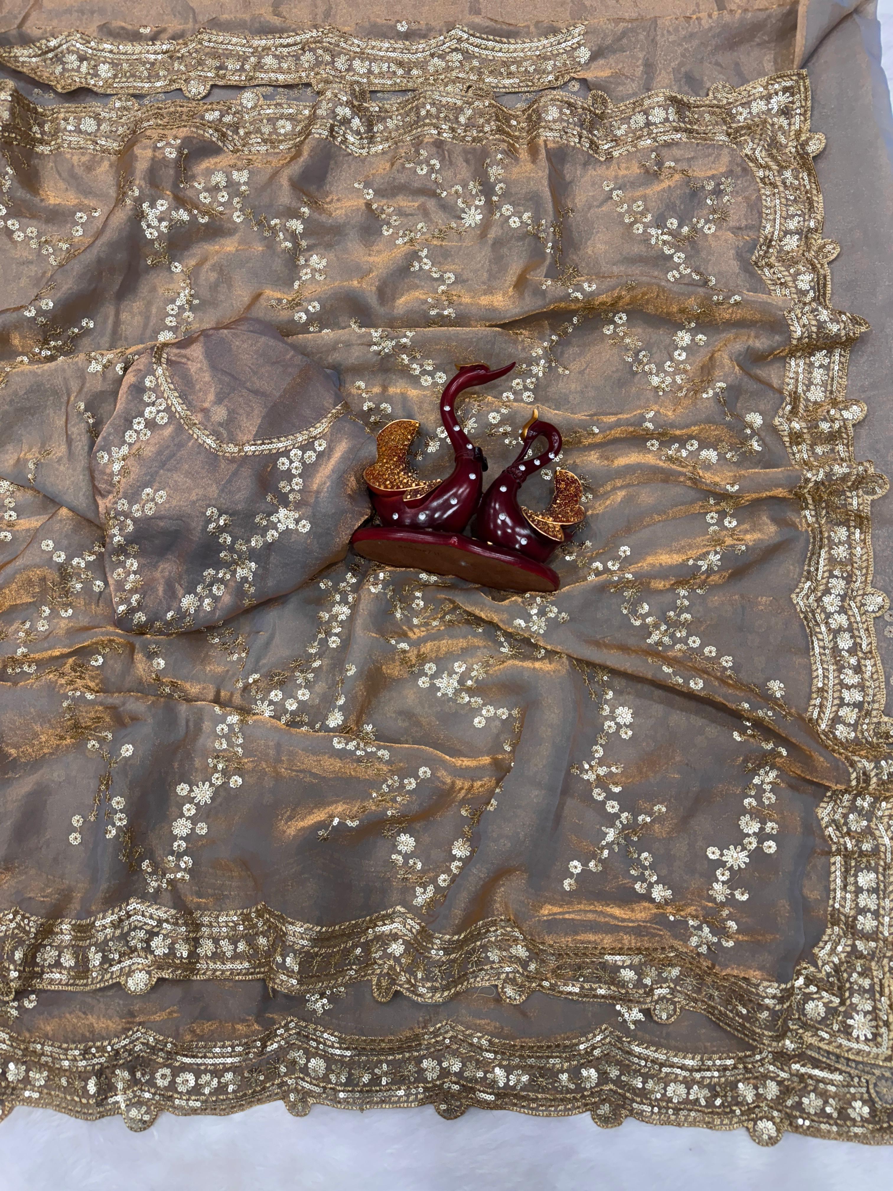 Beautiful Sequence Embroidery Work Saree