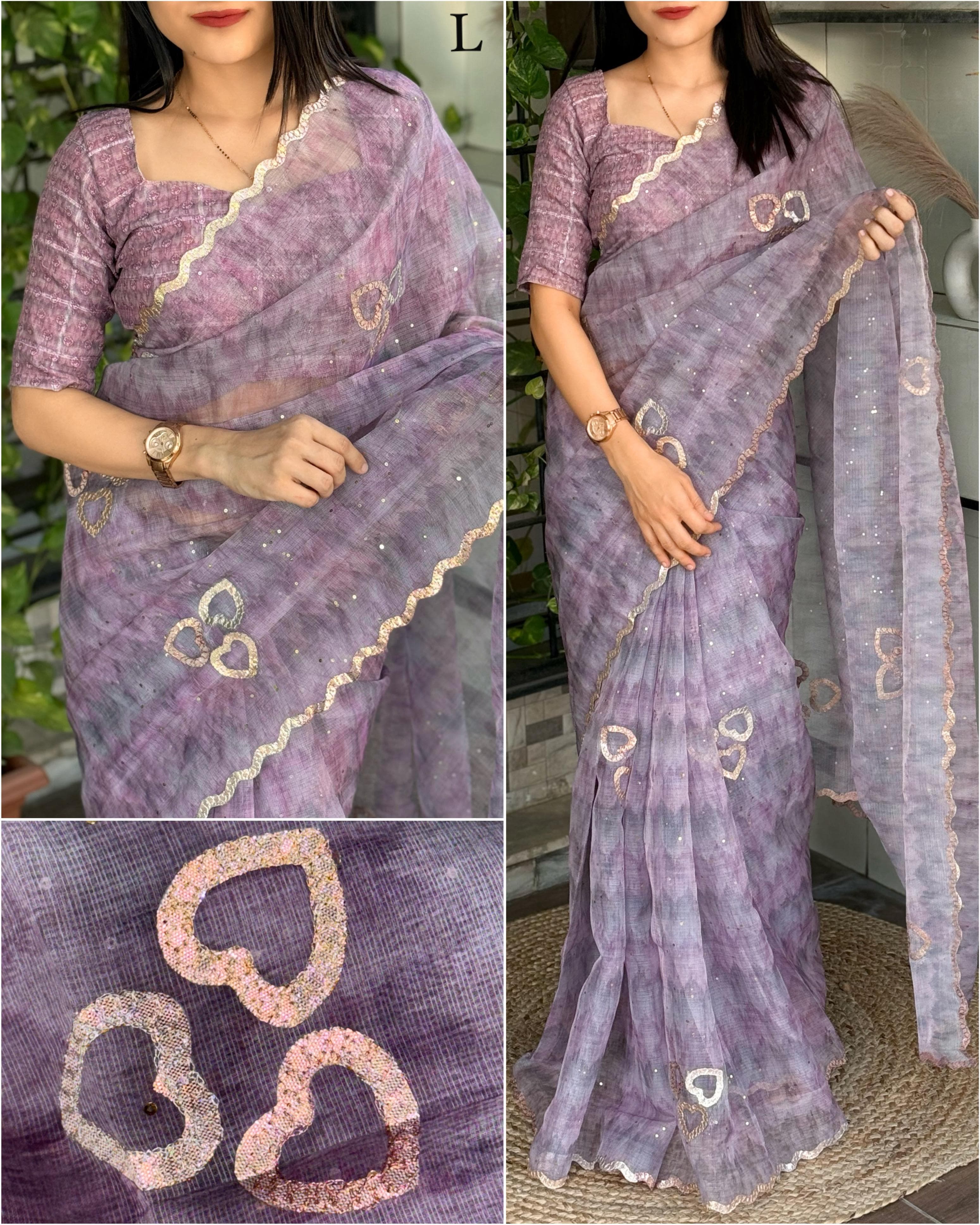 Heart beat Leno Cotton Saree