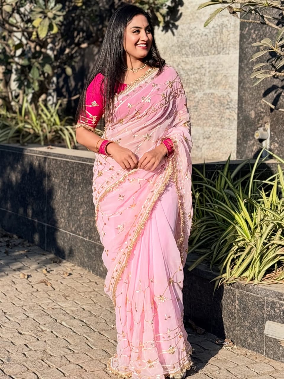 Original Hand Kachhi Gotta Work Heavy Wedding Sarees