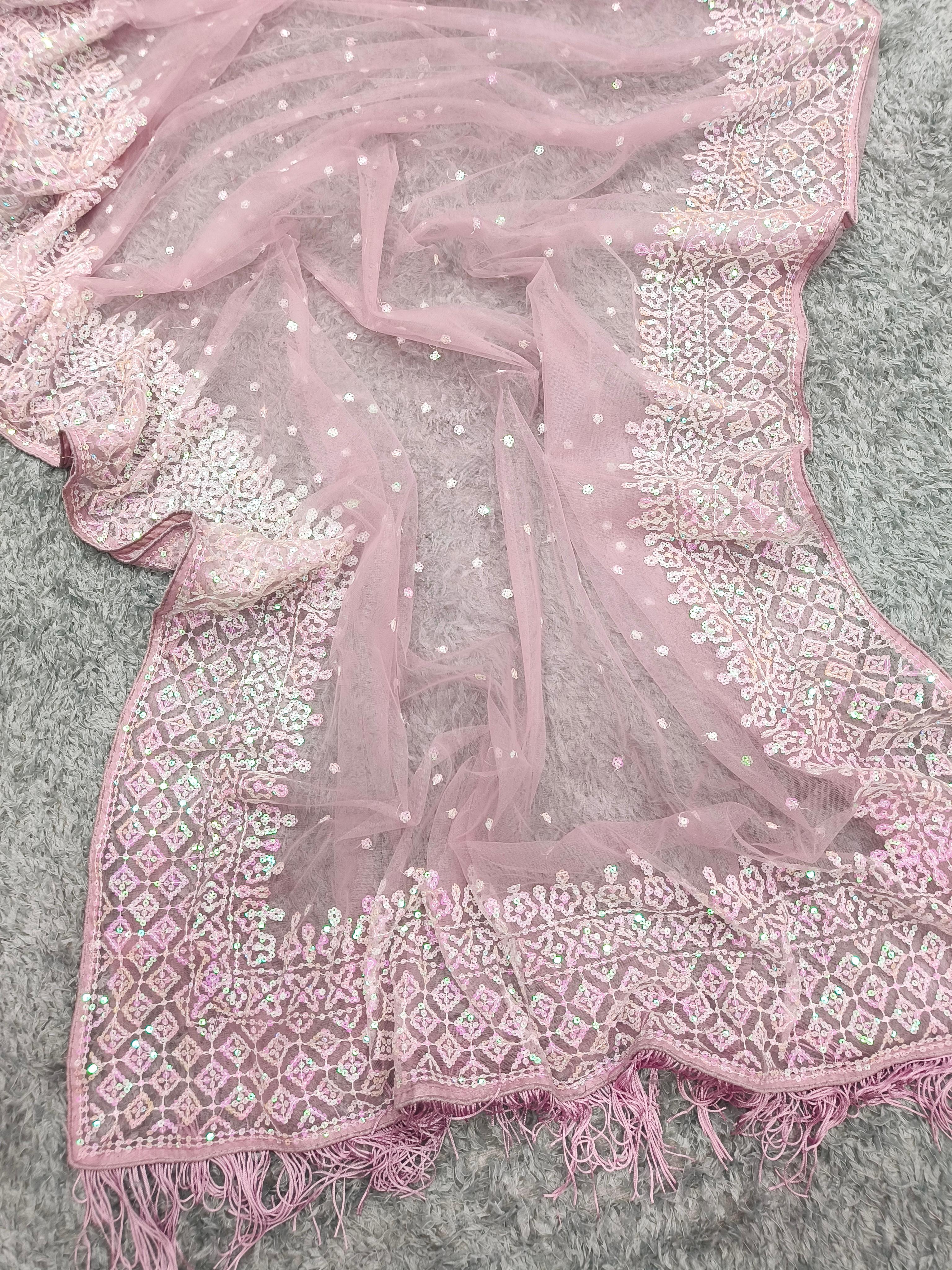 Soft Net Wedding Pink Saree