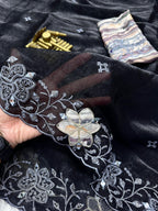 FENDY ORGANZA SATIN BLACK SAREE