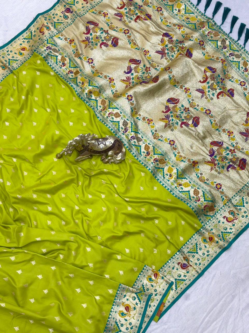 Soft Silk Paithani Saree With Gold Zari