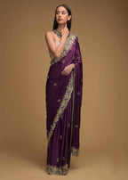 PURE SOFT BLACK RANGOLI SILK WINE SAREE