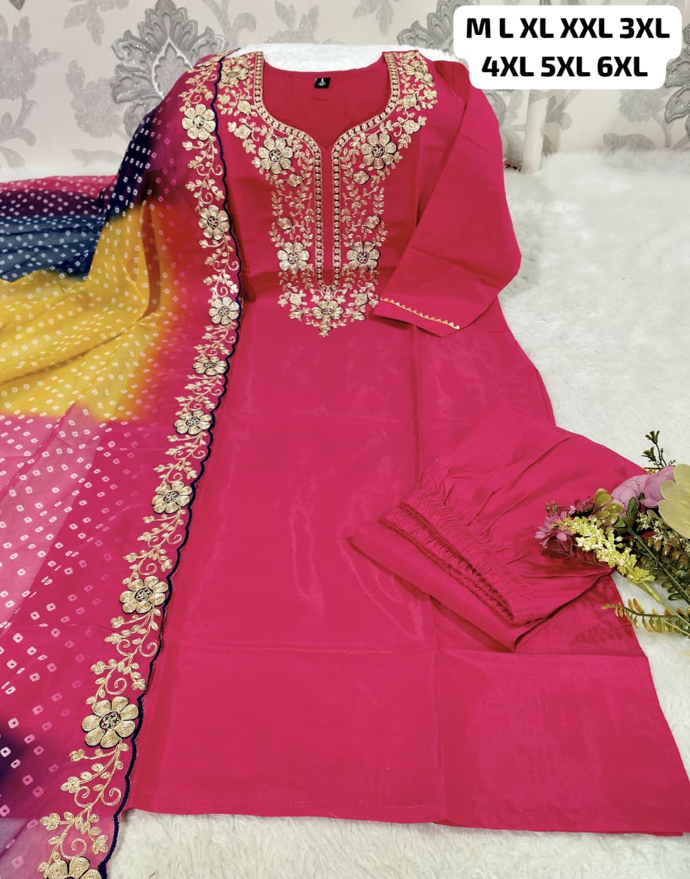 LAHERIYA KURTI WITH DUPATTA