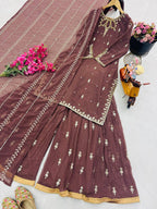 Fux Georgette Top Pallazo & Dupatta