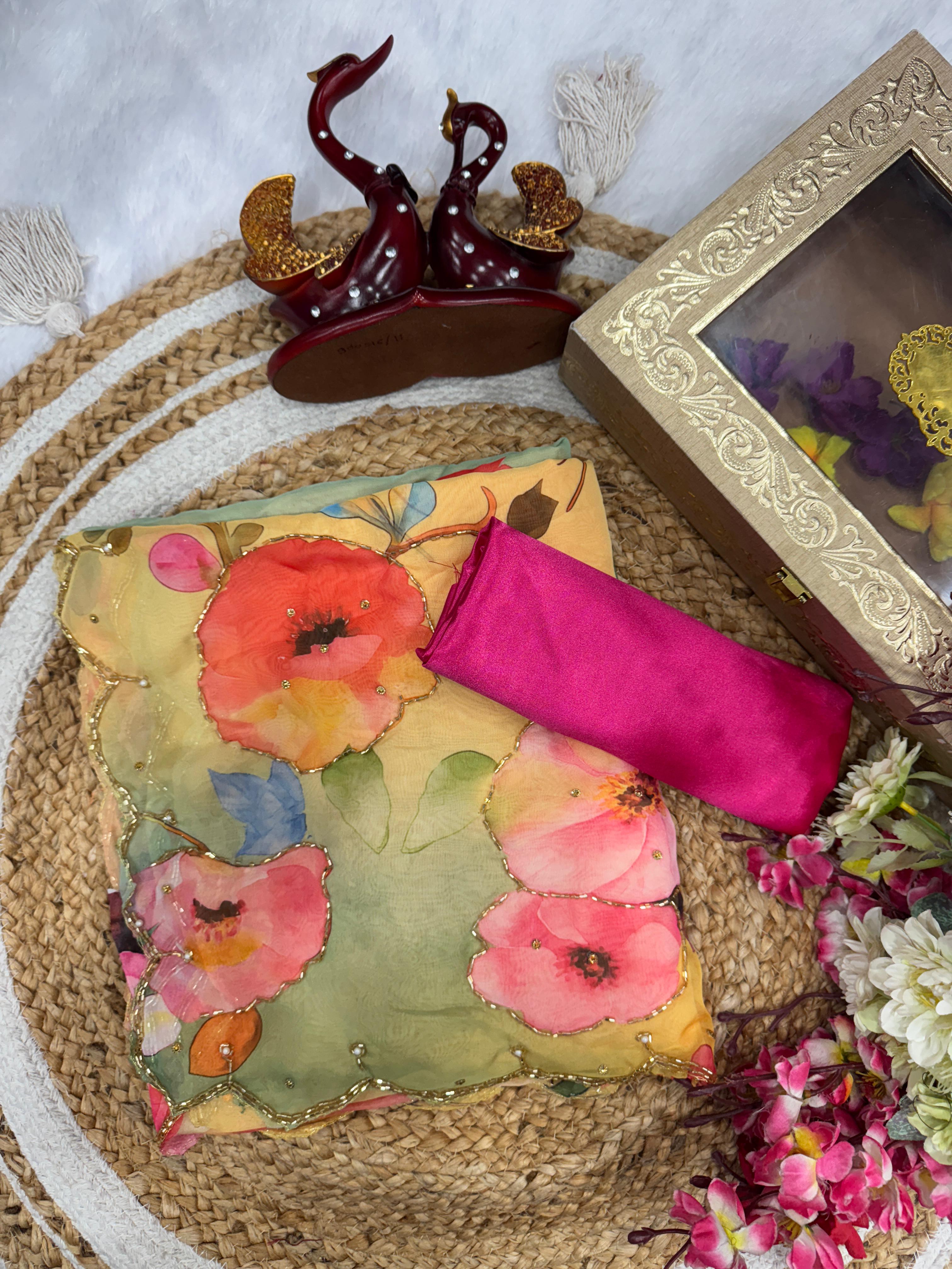 FLORAL HANDIWORK SAREE
