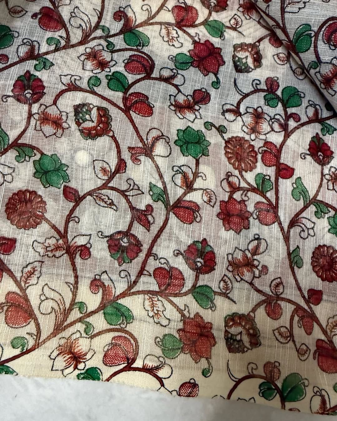 PURE LINEN KALAMKARI SILK SAREE