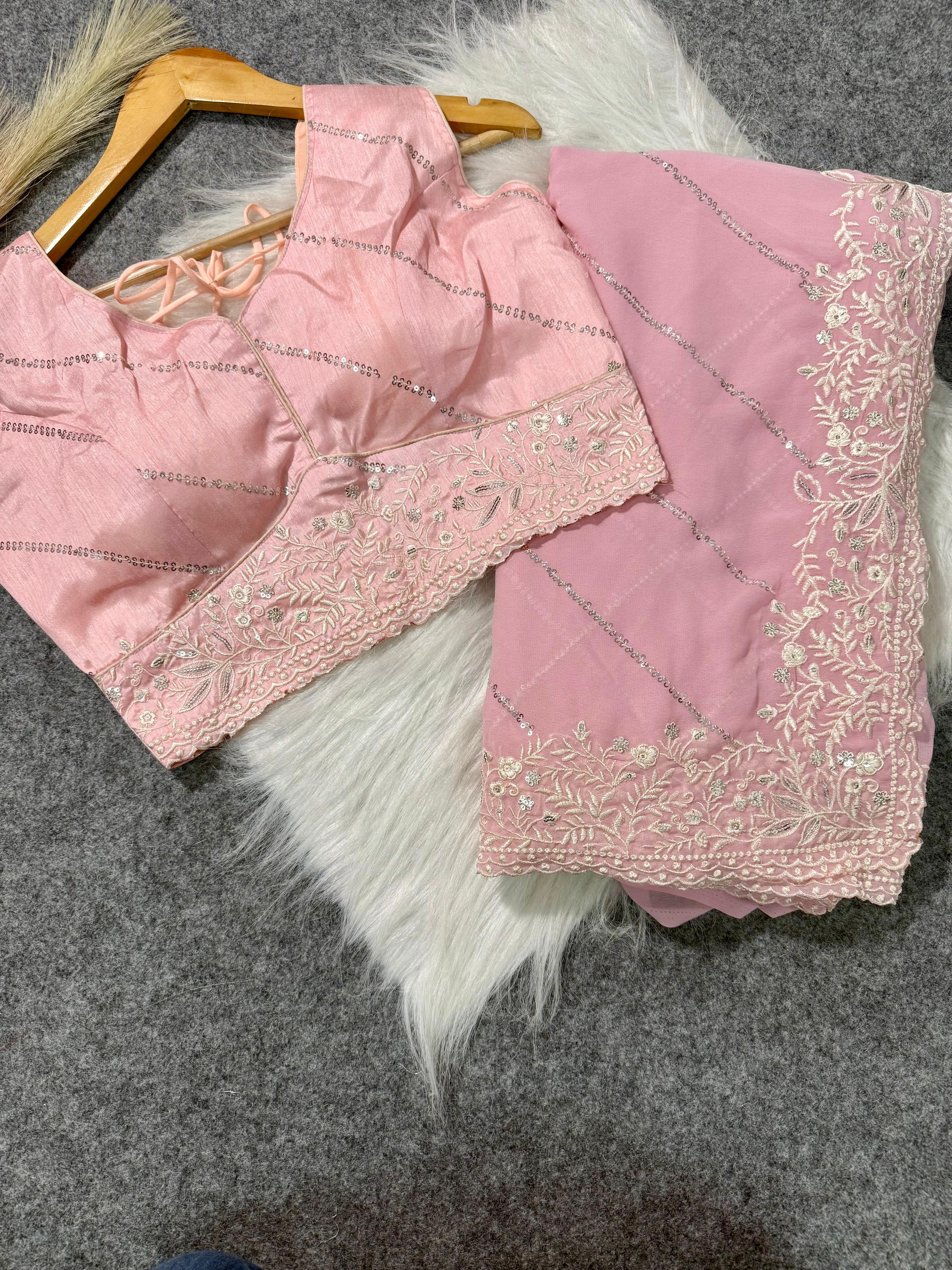 Fox Georgette Sarees in soothing pastel tones