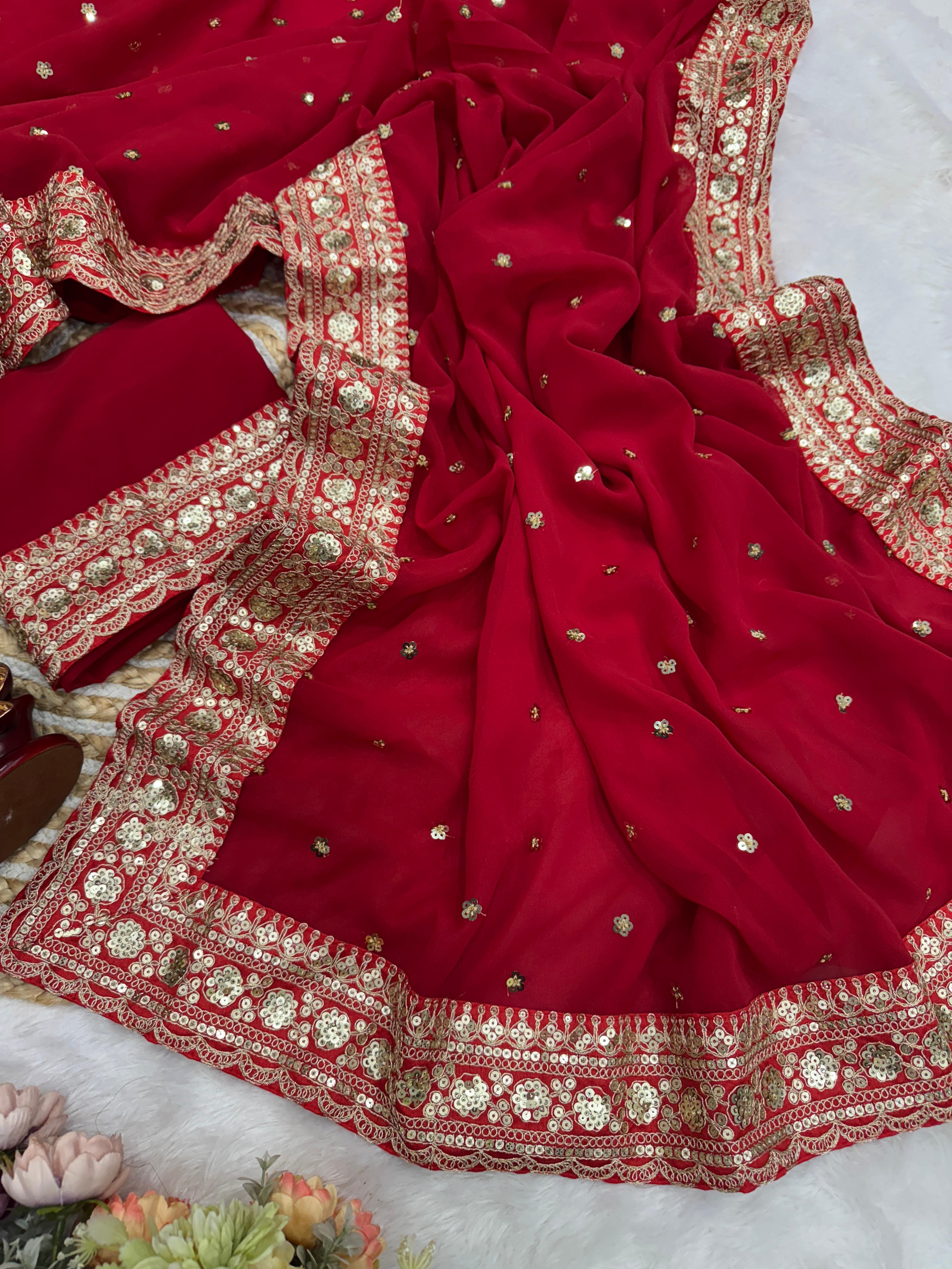 Valentine Special Red Saree