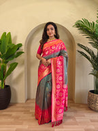 Dual tone silk sarees with all over zari weaves