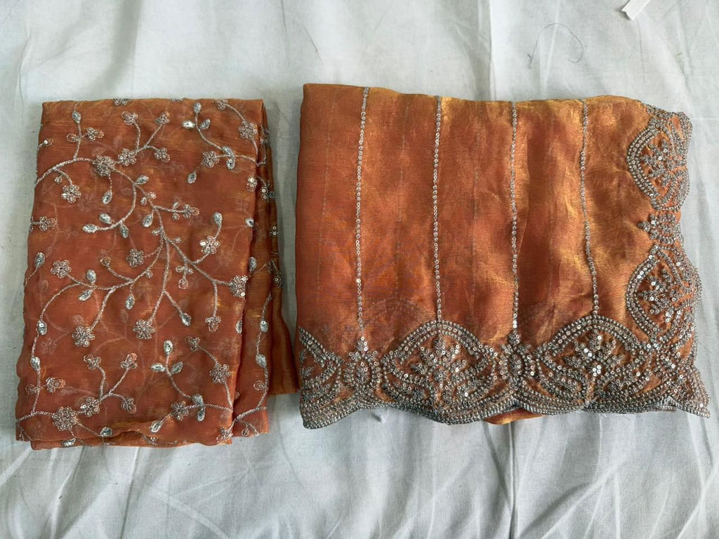 Fendy Chiffon Multi Sequence Emrodairy Work Saree