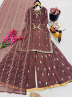 Fux Georgette Top Pallazo & Dupatta
