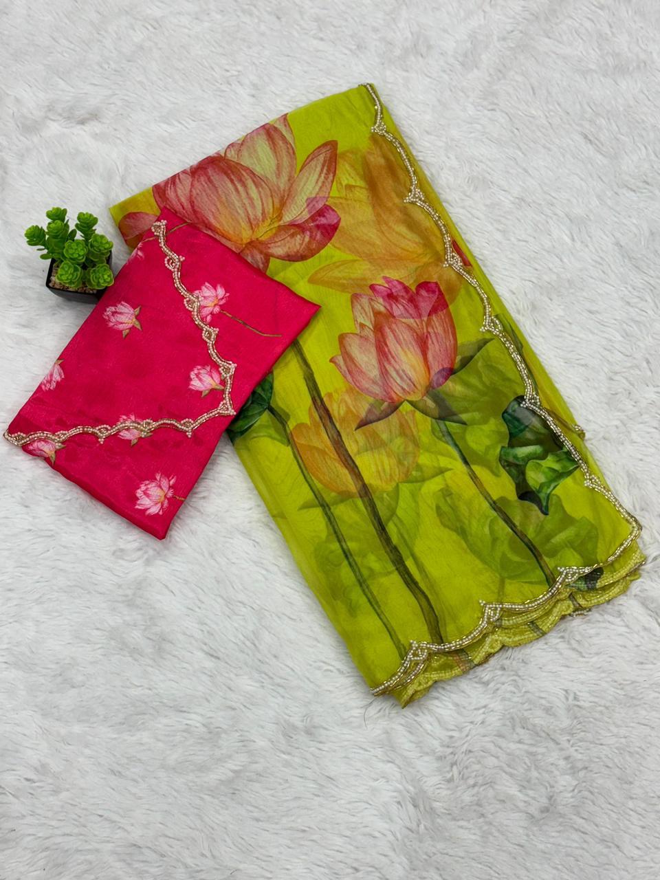 Soft Tabby Floral Print Saree