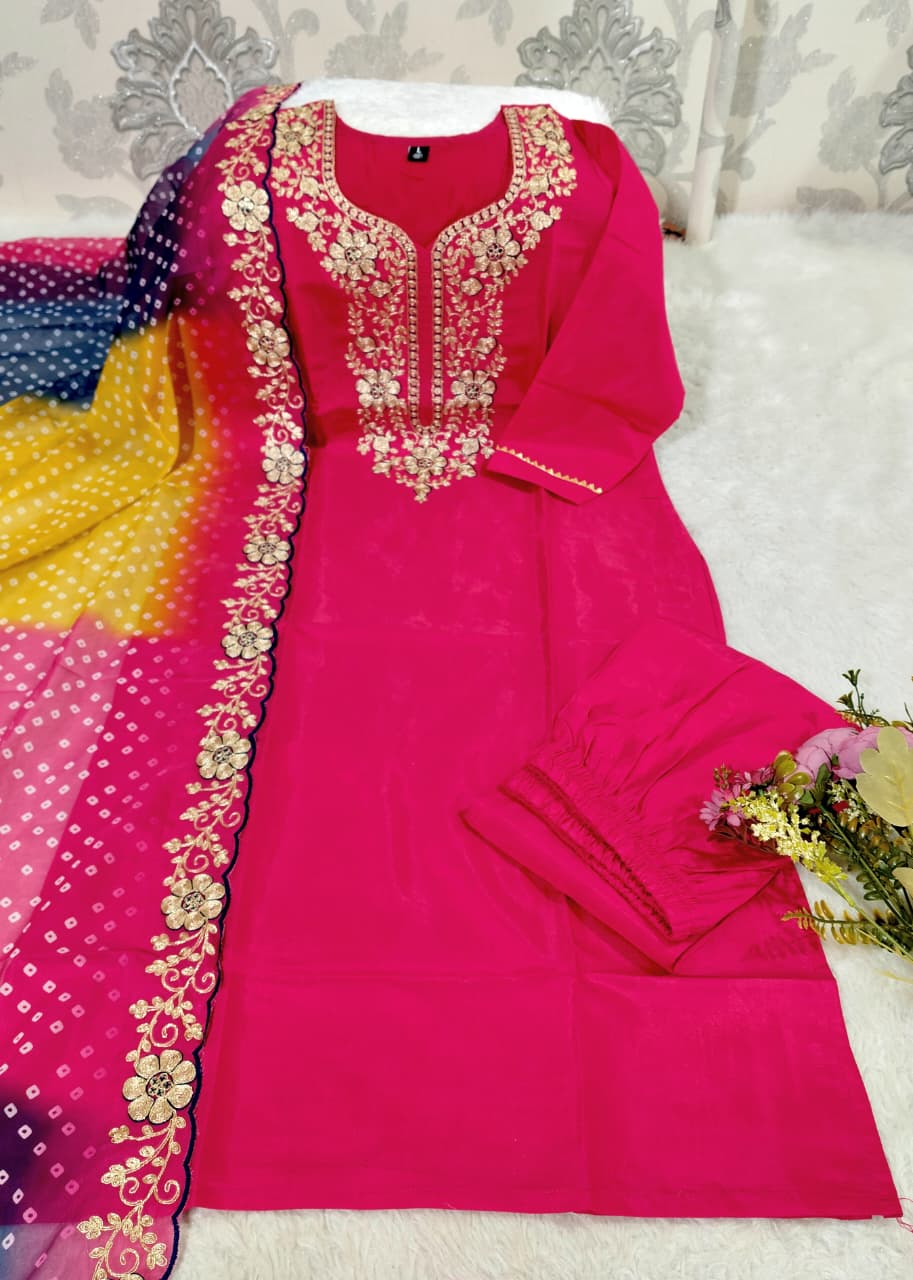 LAHERIYA KURTI WITH DUPATTA