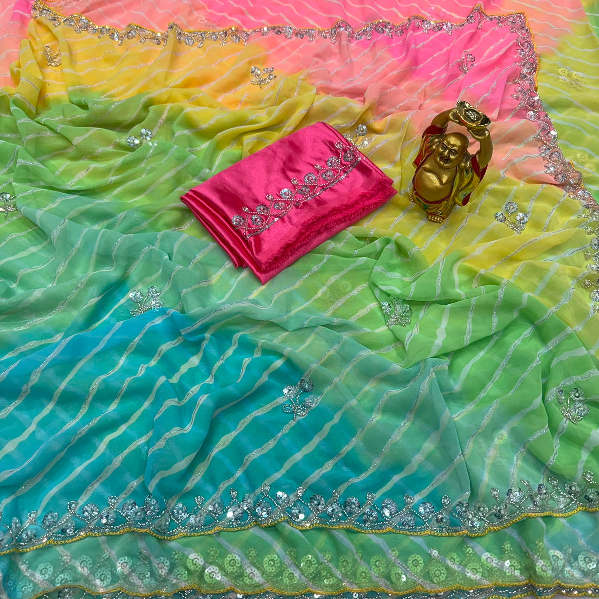 Bandhani Print Satin Georgette Saree