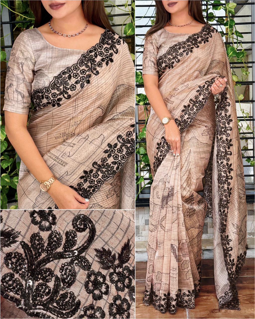 Digital Print Glass Organza Saree
