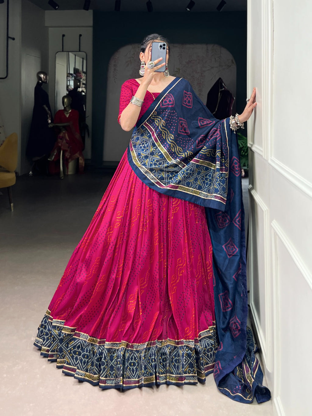 Tasar Silk Bandhej Lahenga