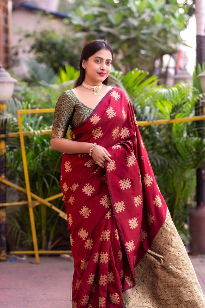 Vintage Style Borderless Soft Silk Woven Saree