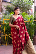 Vintage Style Borderless Soft Silk Woven Saree