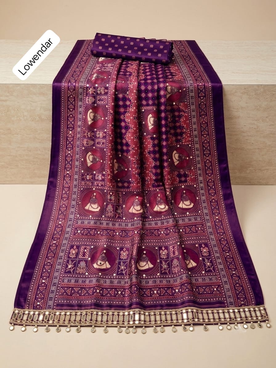 Ajrakh Sartin Viscose Saree