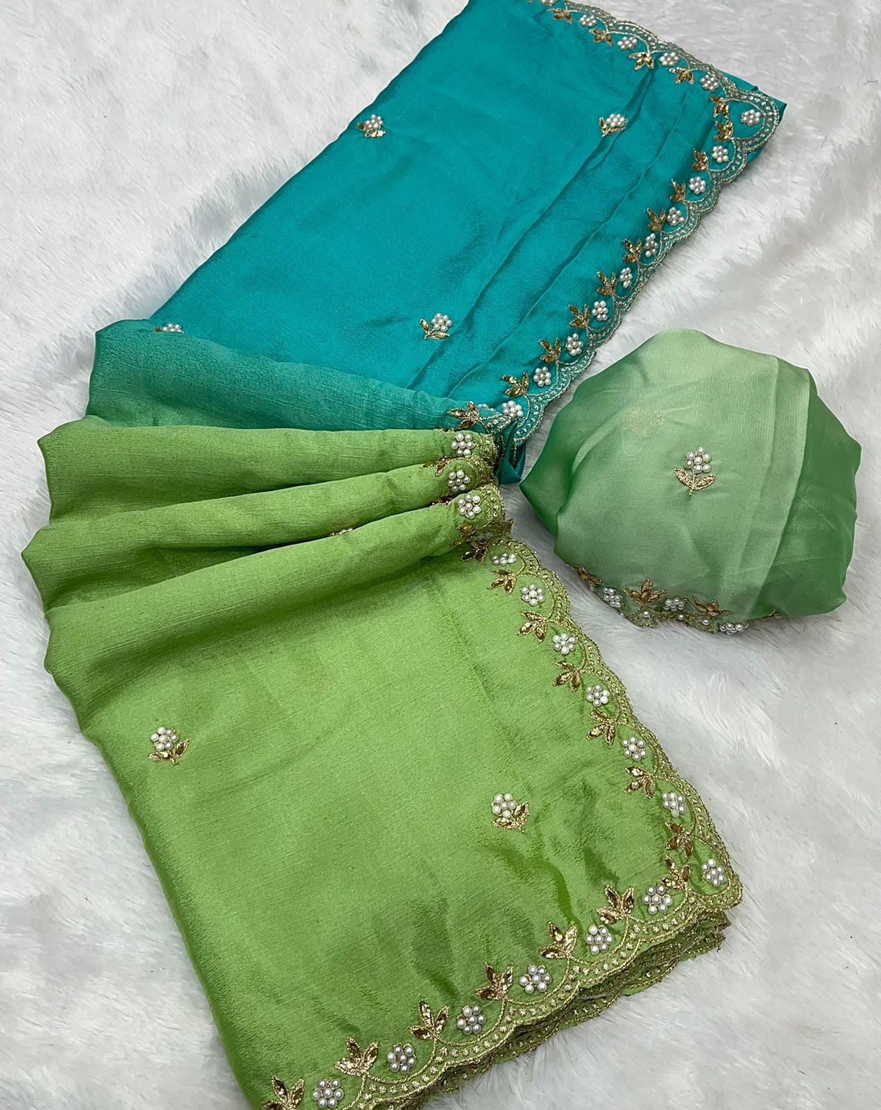 Double Shade Chinnon Saree