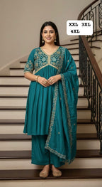 Heavy quality Maslin Silk Aliya Cut Kurti Plazzo