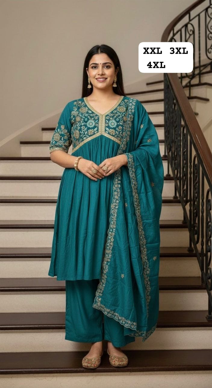 Heavy quality Maslin Silk Aliya Cut Kurti Plazzo