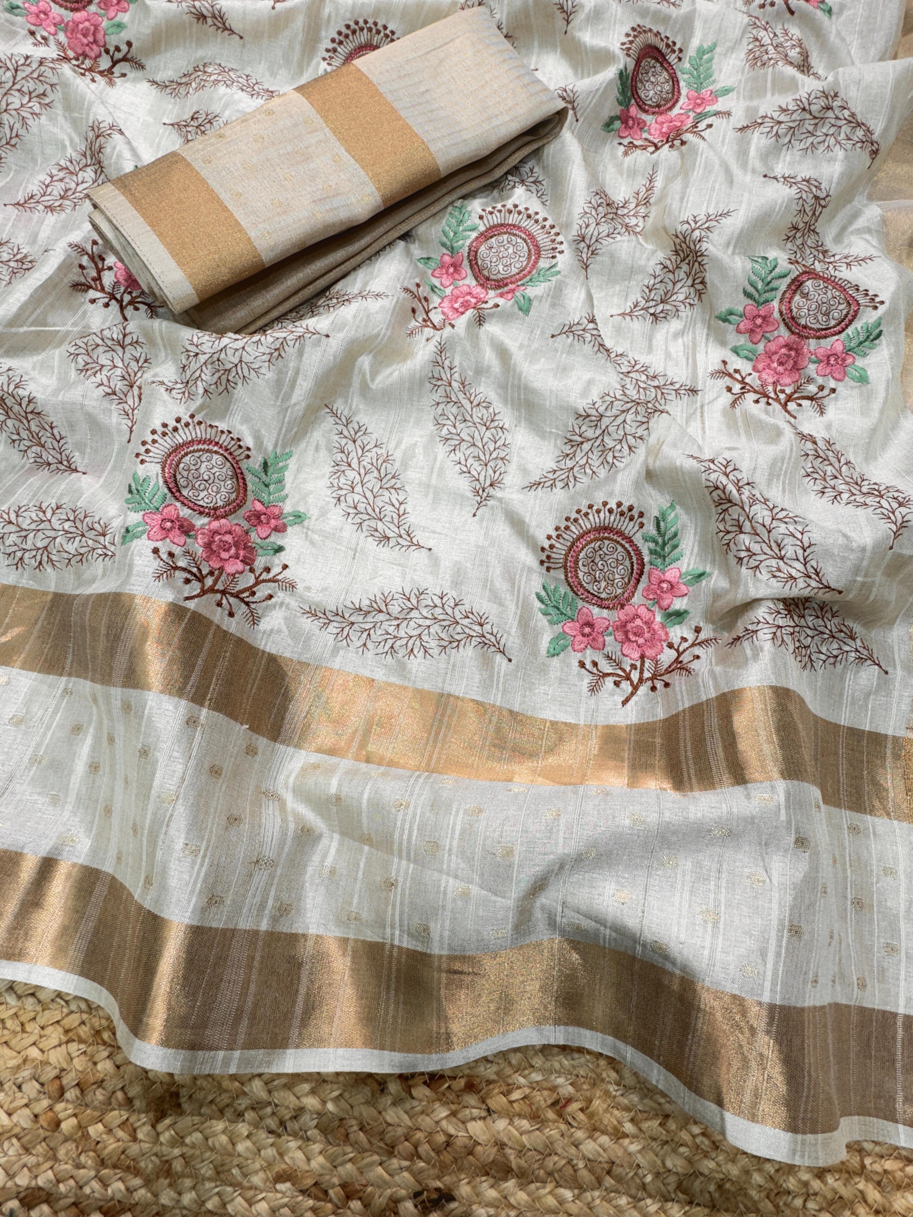 Tusser cotton Jacquard Saree