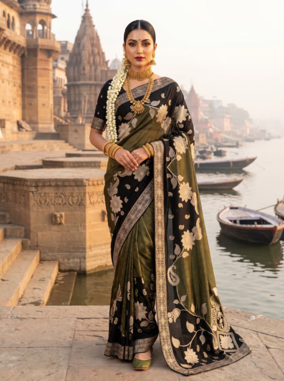 Pure Hand Dyeing Chainy Tissue Shimmer Saree