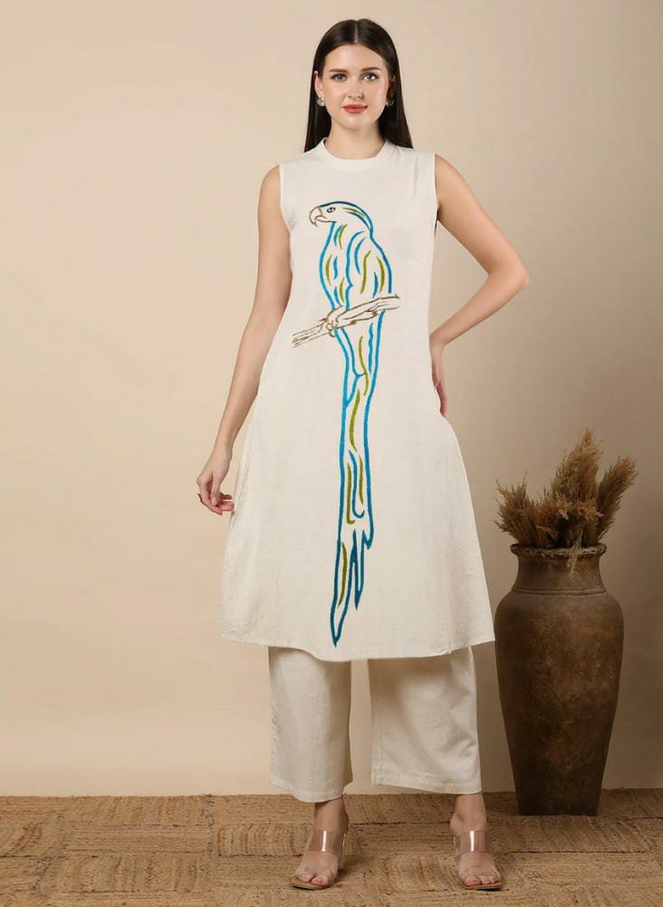 KHADHI COTTON KURTI WITH PLAZO