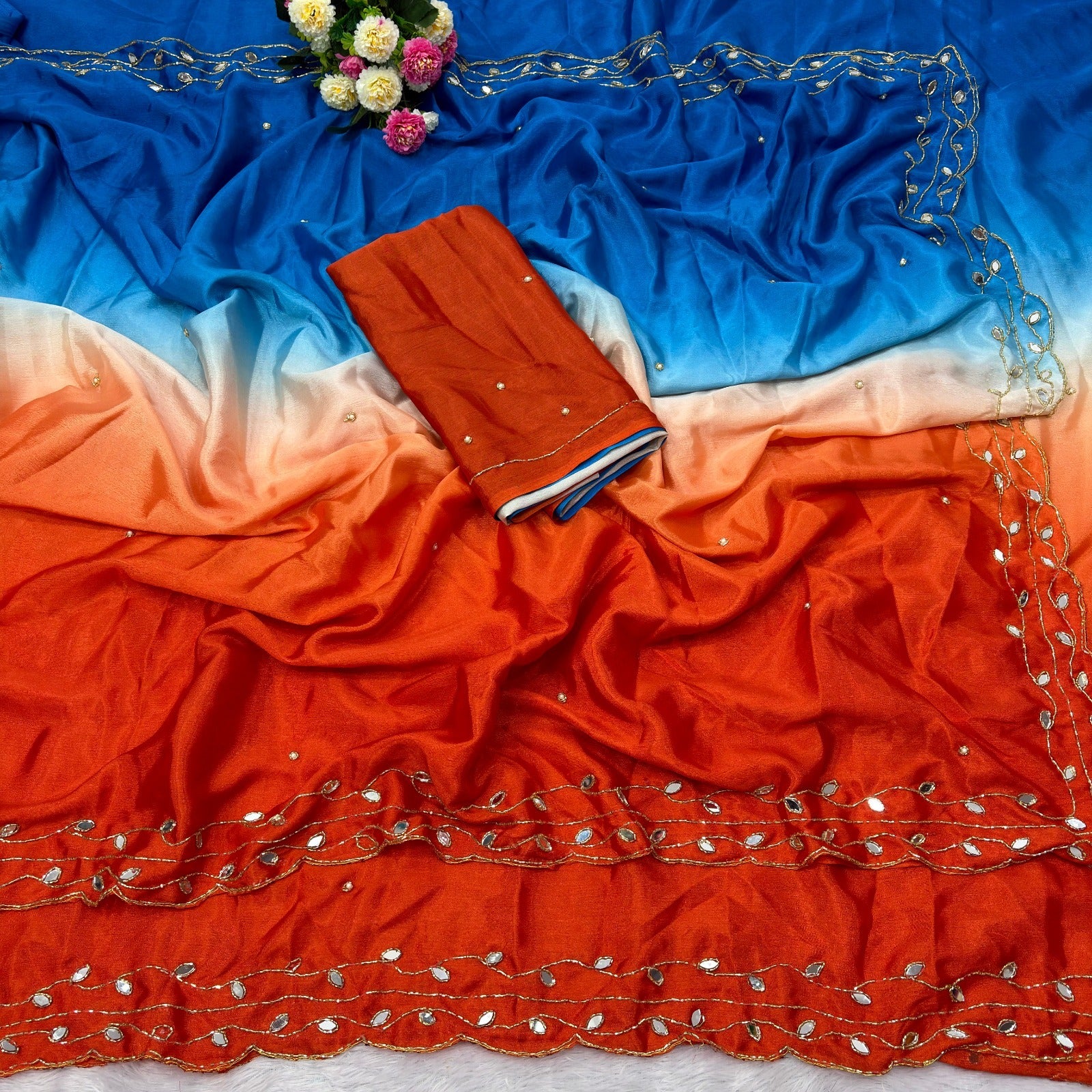 Pure Soft Chinon Peding 2d Saree