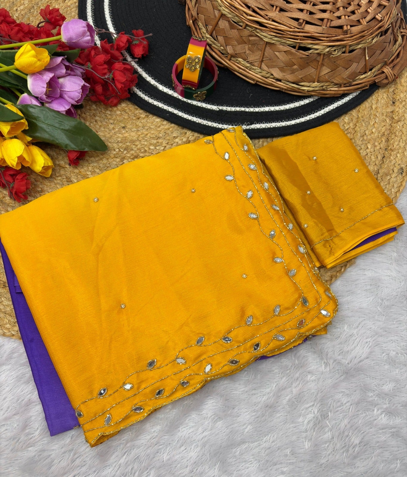 Pure Soft Chinon Peding 2d Saree