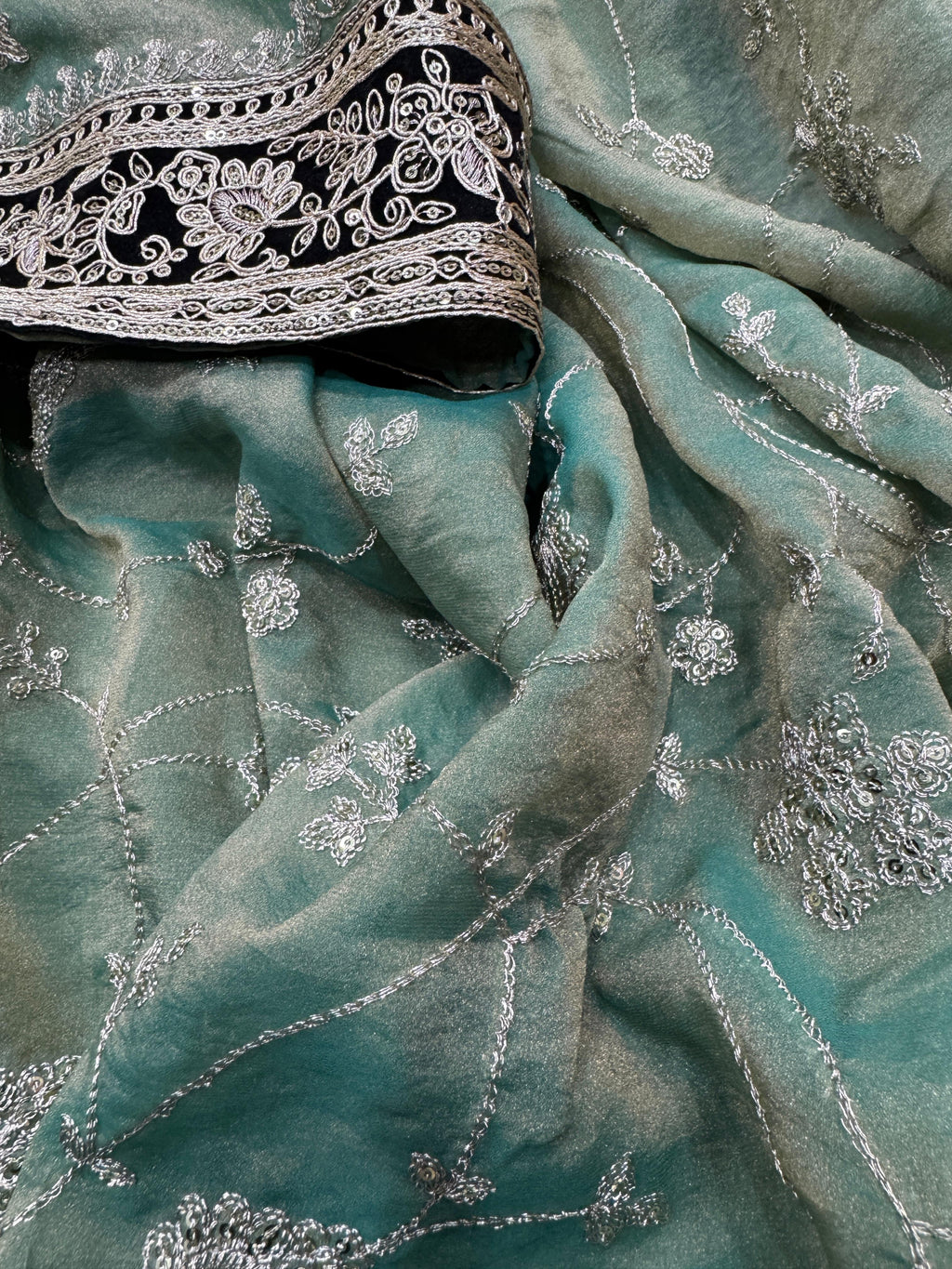 Wedding Special Mosa Silk  Embroidery Saree