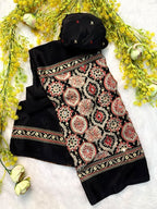 Ajrakh Pure Creap Silk Saree