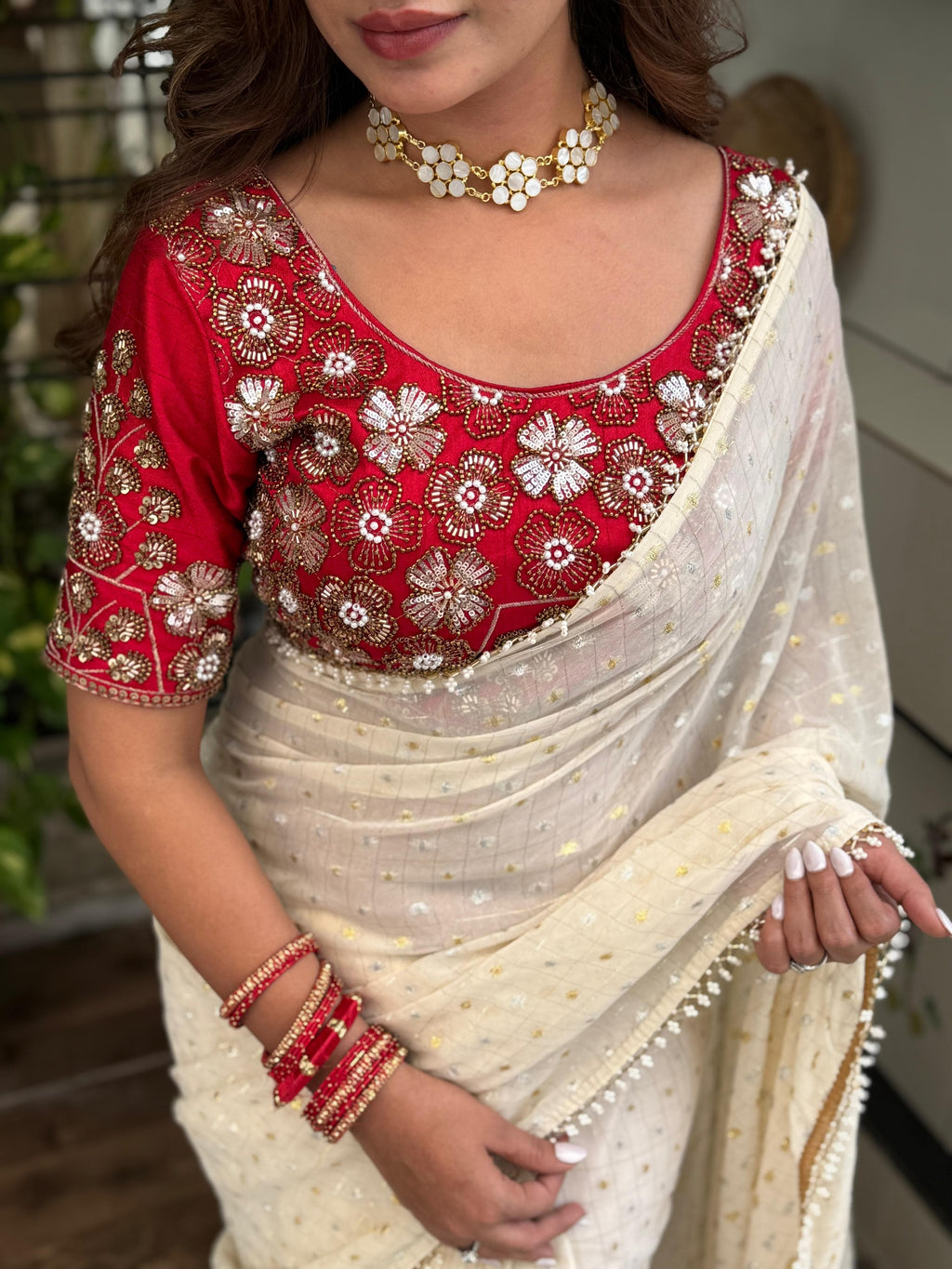 Cruchy Georgette Wedding Saree