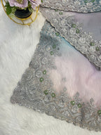 Soft Satin Organza Lehariya Print  Saree