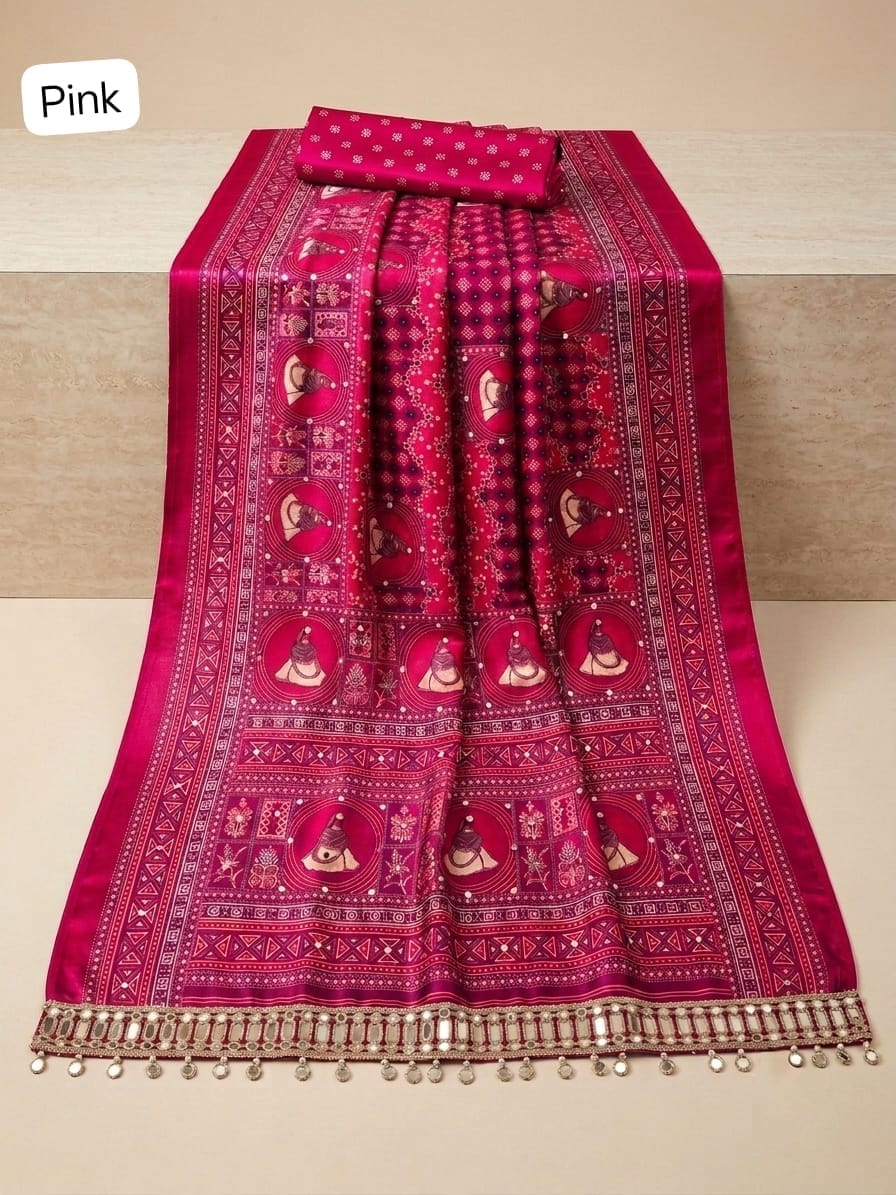 Ajrakh Sartin Viscose Saree