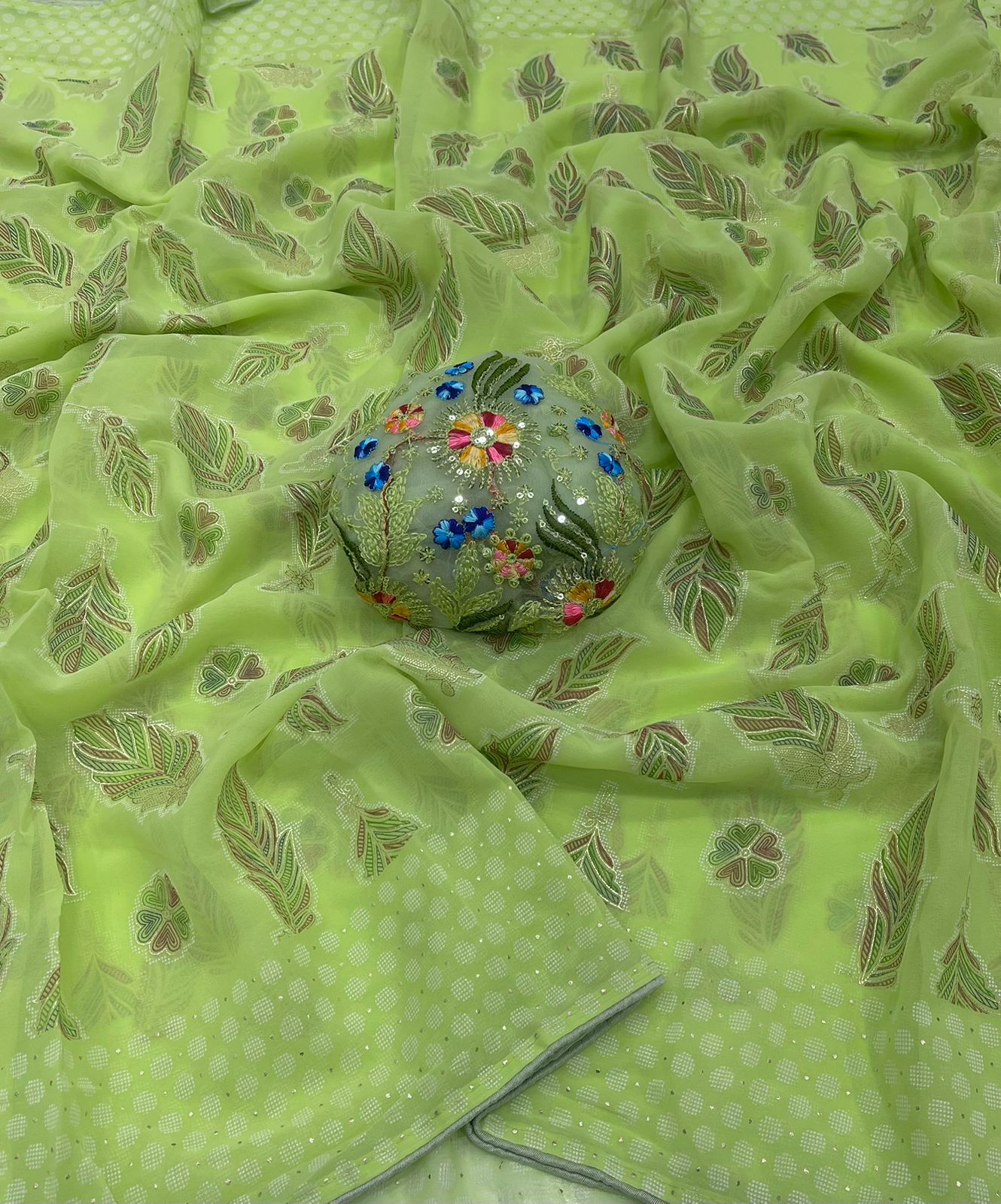 Fall Printe Embroidery Saree