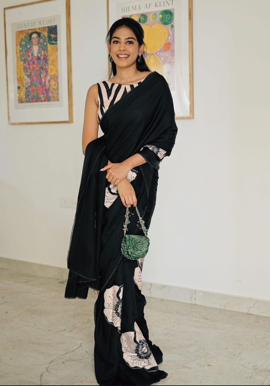 Modal Satin Deginer Flower Printed Saree