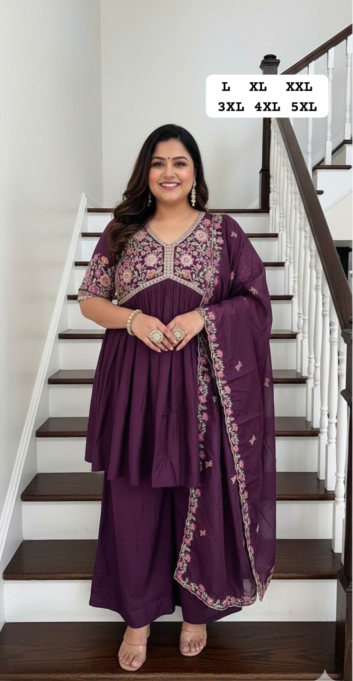 Heavy quality Maslin Silk Aliya Cut Kurti Plazzo