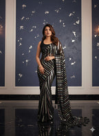 Beautiful Triple Sequence Embroidery Heavy Georgette Saree