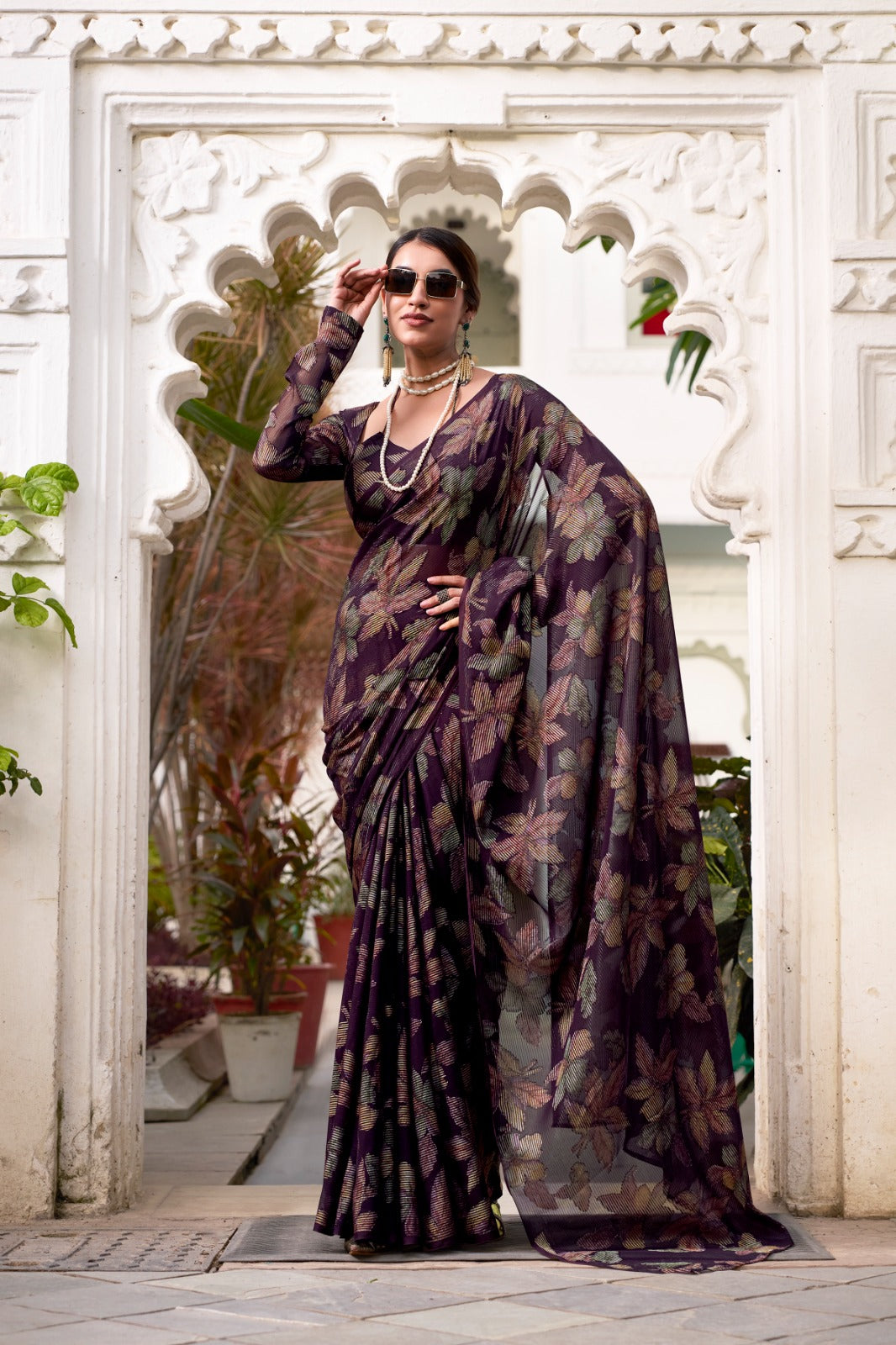 FLORAL LUREX BRASSO SAREE👗